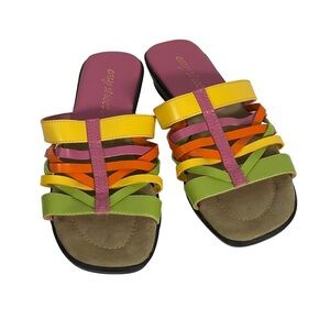 Easy Street Multicolor Strap Slip On Low Heel Comfort Slide Sandal 7.5M